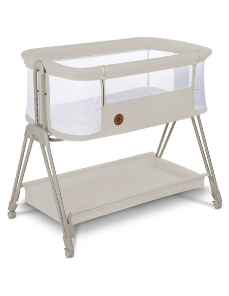 BN-LO-LUNA_BEIGE_SAND,Lionelo - Patut co-sleeper Luna, 2 in 1, Cu laterala culisanta, Cu setare unghiulara, Cu roti, Reglabil in