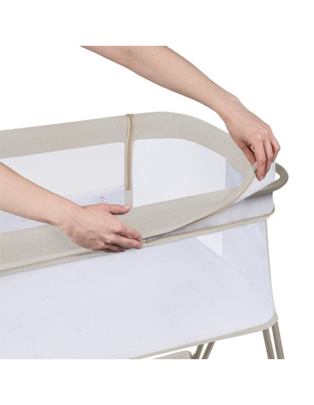 BN-LO-LUNA_BEIGE_SAND,Lionelo - Patut co-sleeper Luna, 2 in 1, Cu laterala culisanta, Cu setare unghiulara, Cu roti, Reglabil in