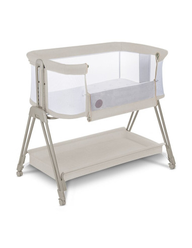 BN-LO-LUNA_BEIGE_SAND,Lionelo - Patut co-sleeper Luna, 2 in 1, Cu laterala culisanta, Cu setare unghiulara, Cu roti, Reglabil in