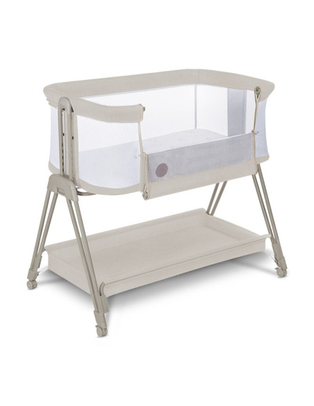 BN-LO-LUNA_BEIGE_SAND,Lionelo - Patut co-sleeper Luna, 2 in 1, Cu laterala culisanta, Cu setare unghiulara, Cu roti, Reglabil in