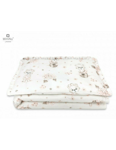 BN-6426972012492,MimiNu - Lenjerie patut 3 piese, Cu protectie laterala, Cu volanase, Din bumbac certificat Oeko Tex Standard 10