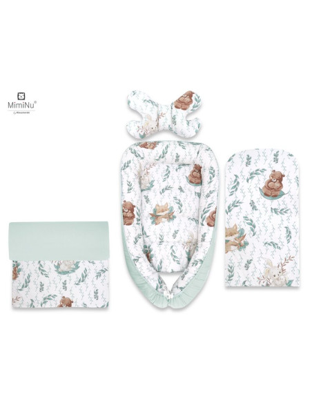 BN-6426972012539,MimiNu - Set 4 in 1 Cosulet bebelus Baby Cocoon 75x55 cm, Husa 100% bumbac, Din bumbac certificat Oeko Tex Stan