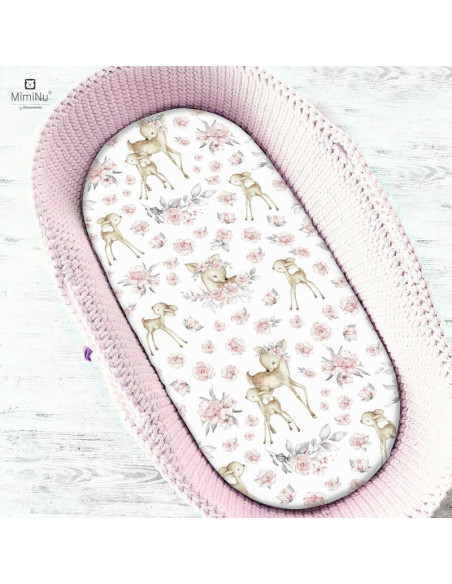 BN-6426972013598,MimiNu - Cearceaf cu elastic pentru landou, carucior si cosulet, Dimensiune 80x35 cm, Din bumbac certificat Oek