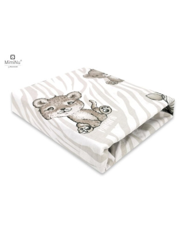 BN-6426972014182,Miminu - Cearceaf cu elastic pentru patut 120X60 cm, Din bumbac certificat Oeko Tex Standard 100, Safari Beige