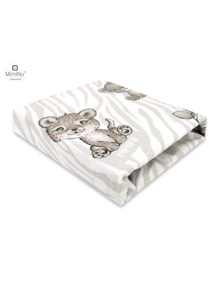 BN-6426972014182,Miminu - Cearceaf cu elastic pentru patut 120X60 cm, Din bumbac certificat Oeko Tex Standard 100, Safari Beige