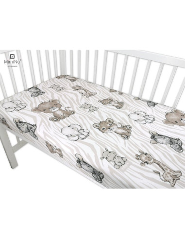 BN-6426972014182,Miminu - Cearceaf cu elastic pentru patut 120X60 cm, Din bumbac certificat Oeko Tex Standard 100, Safari Beige