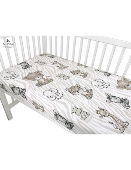 BN-6426972014182,Miminu - Cearceaf cu elastic pentru patut 120X60 cm, Din bumbac certificat Oeko Tex Standard 100, Safari Beige