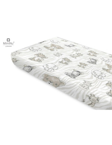 BN-6426972014182,Miminu - Cearceaf cu elastic pentru patut 120X60 cm, Din bumbac certificat Oeko Tex Standard 100, Safari Beige