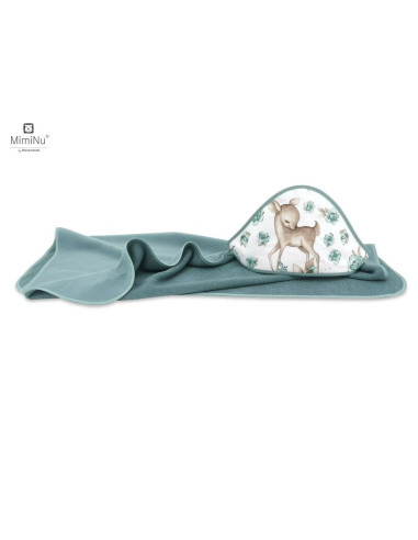 BN-6426972016599,MimiNu - Prosop mare cu gluga, Dimensiune 100x100 cm, Din bumbac si thermo fleece, Materiale certificate Oeko T