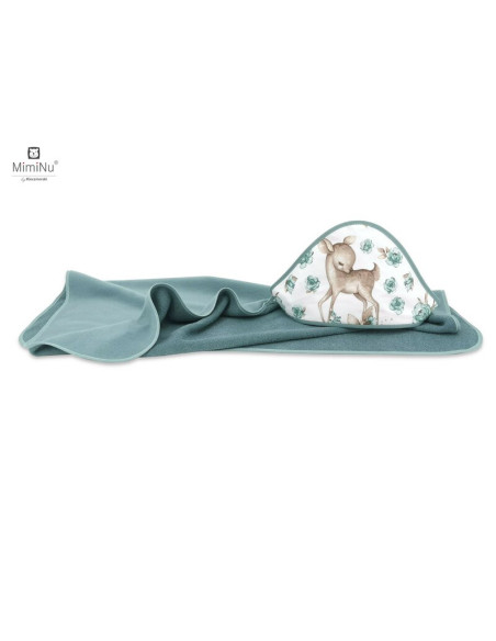 BN-6426972016599,MimiNu - Prosop mare cu gluga, Dimensiune 100x100 cm, Din bumbac si thermo fleece, Materiale certificate Oeko T