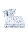 BN-6426972016841,Qmini - Lenjerie patut 3 piese, Cu protectie laterala, Din bumbac certificat Oeko Tex Standard 100, Pentru patu