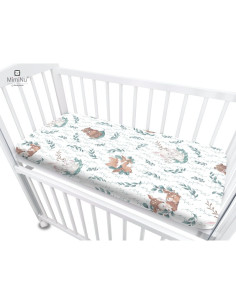 BN-6426972017503,MimiNu - Cearceaf cu elastic pentru patut co-sleeper, Luna, Dimensiune 84.5 x 50.5 cm, Din bumbac certificat Oe 2