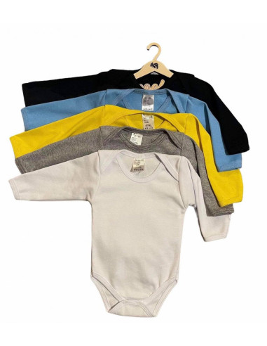 UP-138l2mix2,Set 5 body-uri din bumbac cu maneca lunga color mix 2