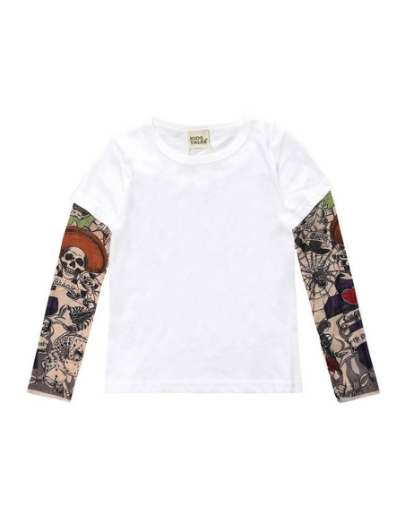 UP-trtatuaj013,Tricou copii alb cu tatuaj (Marime: 80, Model: Model C)