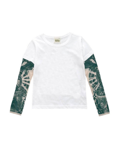 UP-trtatuaj013,Tricou copii alb cu tatuaj (Marime: 80, Model: Model C)