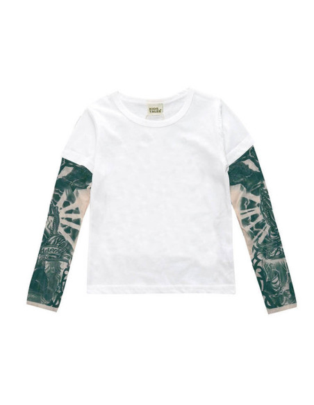 UP-trtatuaj013,Tricou copii alb cu tatuaj (Marime: 80, Model: Model C)