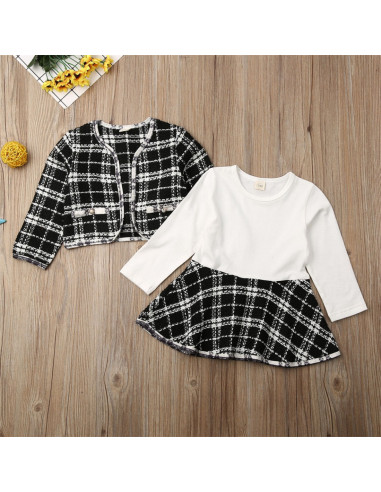 UP-36set7,Set sacou cu rochita, Negru cu alb, Diferite marimi