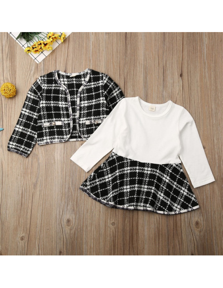 UP-36set7,Set sacou cu rochita, Negru cu alb, Diferite marimi