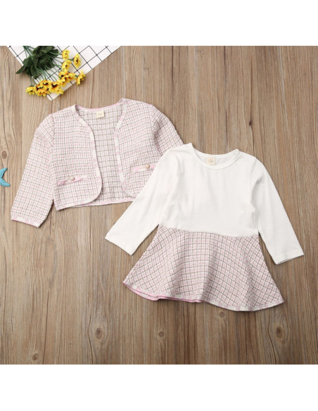 UP-36set14,Set sacou cu rochita, Alb cu negru, Diferite marimi