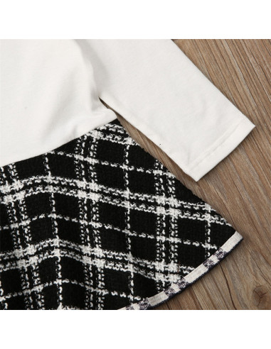 UP-36set14,Set sacou cu rochita, Alb cu negru, Diferite marimi