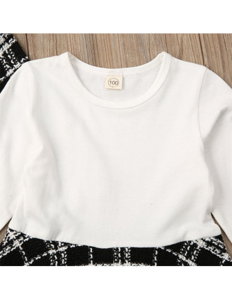 UP-36set14,Set sacou cu rochita, Alb cu negru, Diferite marimi