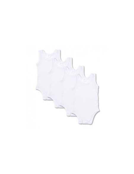 UP-138la1,Set 5 body-uri din bumbac albe fara maneca - tip maieu