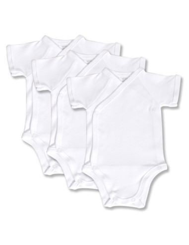 UP-138le2,Set 3 body-uri din bumbac albe petrecute ( Tip maneca: Scurta)