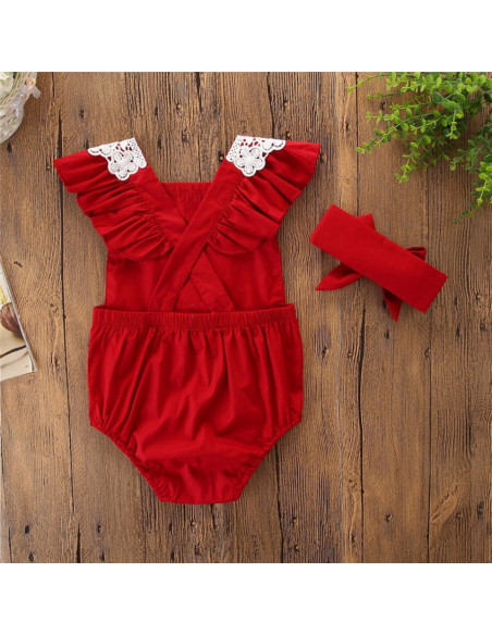 UP-drl137,Set body rosu cu broderie si bentita, Diferite marimi