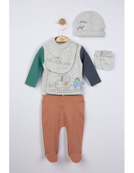 UP-tgs_4075_2,Setul 5 piese nou nascut Choo Choo, Tongs baby (Culoare: Rosu)