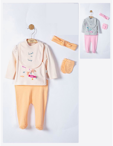 UP-tgs_4045_2,Setul 5 piese nou nascut Sweets, Tongs baby (Culoare: Somon)
