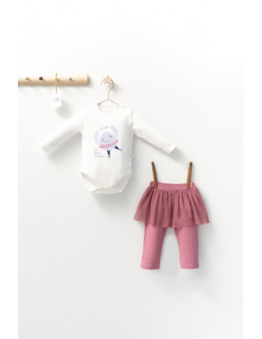 UP-tgs_4412_3,Set 2 piese cu body si pantalonasi cu tulle pentru fetite Monster, Tongs baby, Gri, Diferite marimi