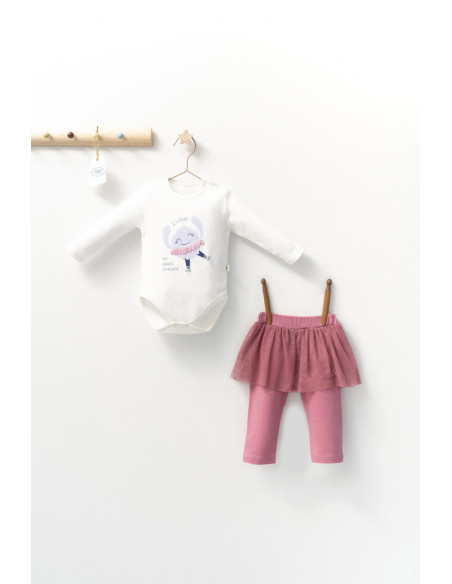 UP-tgs_4412_3,Set 2 piese cu body si pantalonasi cu tulle pentru fetite Monster, Tongs baby, Gri, Diferite marimi