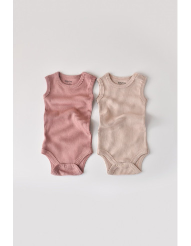 UP-BC-CSYM11107-0,Set de 2 body-uri fara maneci din bumbac organic si modal - Roz/Blush