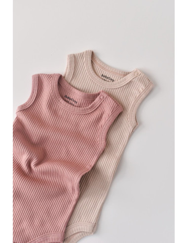 UP-BC-CSYM11107-0,Set de 2 body-uri fara maneci din bumbac organic si modal - Roz/Blush