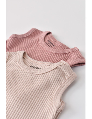 UP-BC-CSYM11107-0,Set de 2 body-uri fara maneci din bumbac organic si modal - Roz/Blush