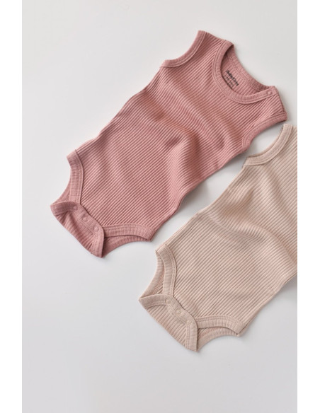 UP-BC-CSYM11107-0,Set de 2 body-uri fara maneci din bumbac organic si modal - Roz/Blush