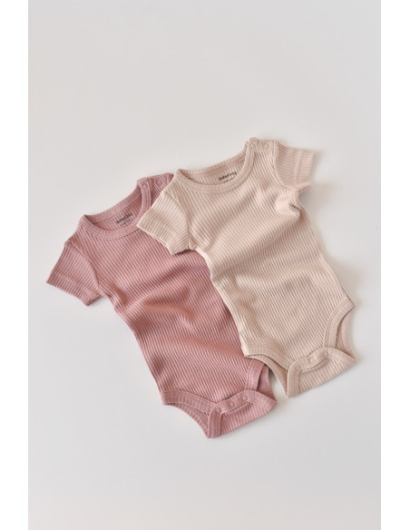UP-BC-CSYM11207-0,Set de 2 body-uri cu maneca scurta din bumbac organic si modal - Roz/Blush
