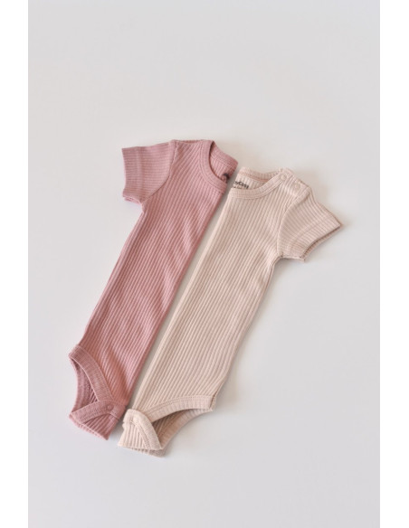 UP-BC-CSYM11207-0,Set de 2 body-uri cu maneca scurta din bumbac organic si modal - Roz/Blush