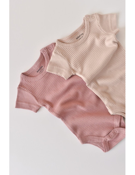 UP-BC-CSYM11207-0,Set de 2 body-uri cu maneca scurta din bumbac organic si modal - Roz/Blush