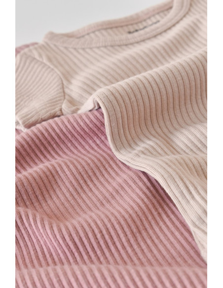 UP-BC-CSYM11207-0,Set de 2 body-uri cu maneca scurta din bumbac organic si modal - Roz/Blush