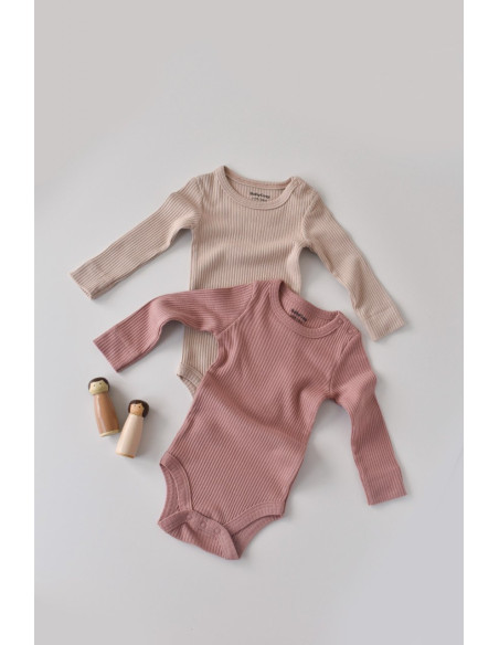 UP-BC-CSYM11307-0,Set de 2 body-uri cu maneca lunga din bumbac organic si modal - Roz/Blush