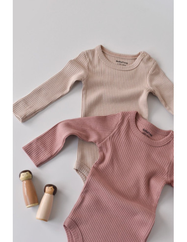 UP-BC-CSYM11307-0,Set de 2 body-uri cu maneca lunga din bumbac organic si modal - Roz/Blush