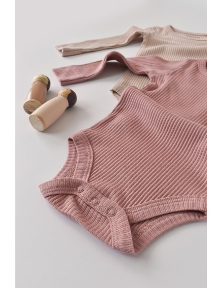 UP-BC-CSYM11307-0,Set de 2 body-uri cu maneca lunga din bumbac organic si modal - Roz/Blush