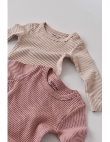 UP-BC-CSYM11307-0,Set de 2 body-uri cu maneca lunga din bumbac organic si modal - Roz/Blush
