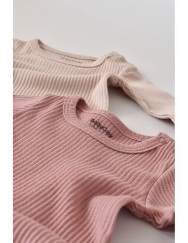 UP-BC-CSYM11307-0,Set de 2 body-uri cu maneca lunga din bumbac organic si modal - Roz/Blush