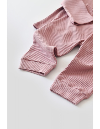 UP-BC-CSYM11503-6,Set bluzita cu maneca lunga si panataloni lungi din bumbac organic si modal - Roz
