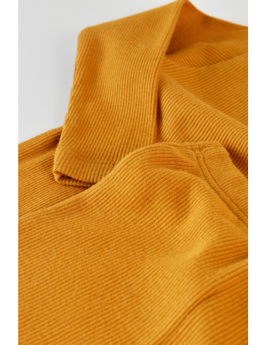 UP-BC-CSYM21500-3,Set 3 piese: bluzita cu maneca lunga, panataloni lungi si caciulita din bumbac organic si modal - Mustar