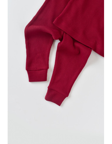 UP-BC-CSYM21502-3,Set 3 piese: bluzita cu maneca lunga, panataloni lungi si caciulita din bumbac organic si modal - Rosu