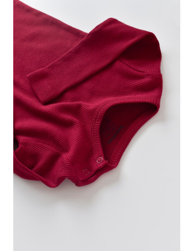 UP-BC-CSYM21502-3,Set 3 piese: bluzita cu maneca lunga, panataloni lungi si caciulita din bumbac organic si modal - Rosu
