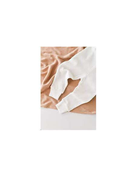 UP-BC-CSYM21510-3,Set 3 piese: bluzita cu maneca lunga, panataloni lungi si caciulita din bumbac organic si modal - Ecru, Baby C